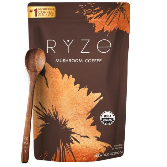 Mushroom Coffee USDA Organic with 6 Adaptogenic Mushrooms and MCT Oil, USA Grown Instant Coffee for Better Energy, Focus, Digestion, Immunity with Turkey Tail, Shiitake