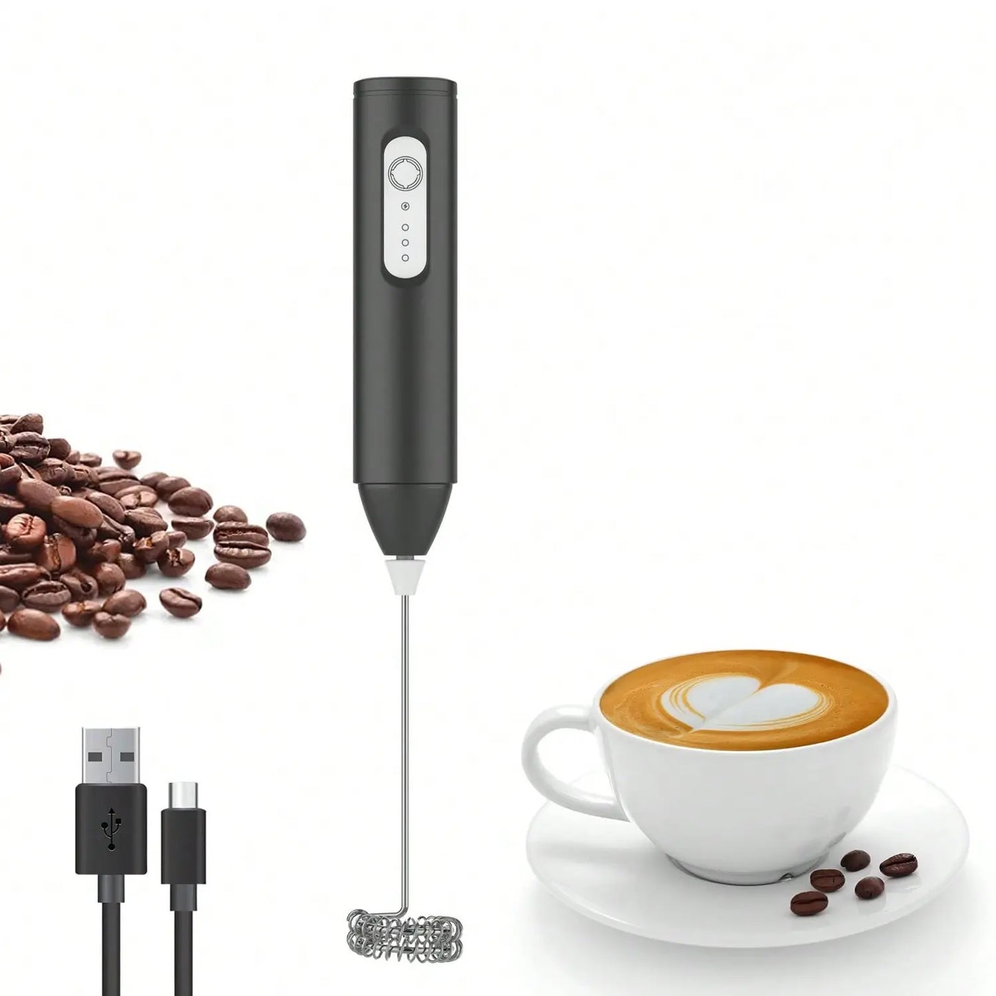 Rechargeable Handheld Coffee Frother – Cordless Electric Milk Foamer & Drink Mixer