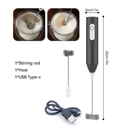 Rechargeable Handheld Coffee Frother – Cordless Electric Milk Foamer & Drink Mixer
