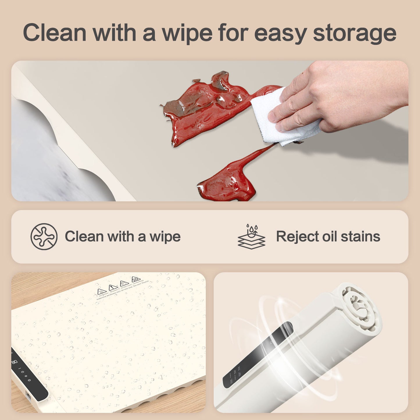 Flexible Heating Warming Board For Home Dining Table Mat Folding Multi-Functional Meal Warming Pad