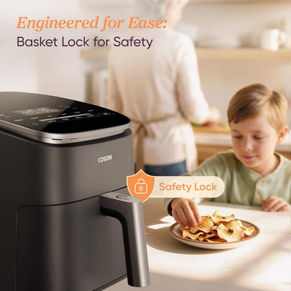 9-In-1 Turboblaze Air Fryer 6 Qt, Pfas-Free Ceramic Coating, 90°–450°F, Precise Heating for Even Results, Air Fry, Roast, Bake, Broil, Dry, Frozen, Proof, Reheat, Keep Warm, 120V, Dark Gray