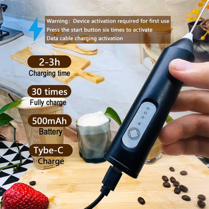 Rechargeable Handheld Coffee Frother – Cordless Electric Milk Foamer & Drink Mixer